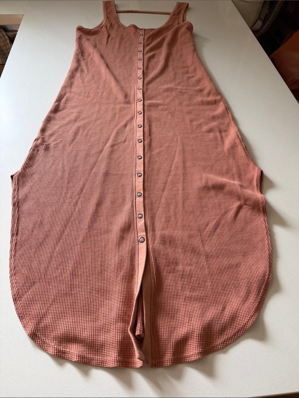 Daily Practice by Anthropologie Button-Front Midi Dress waffle pink size large